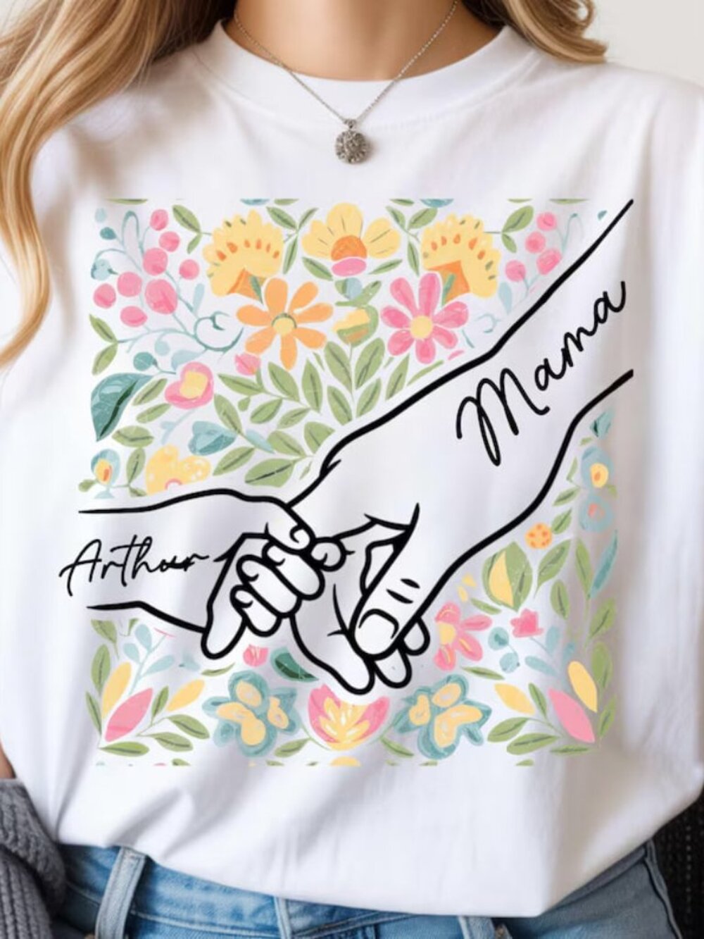 Floral Mothers Day T-shirt, Personalized Mama Tee, Mothers Day Gift